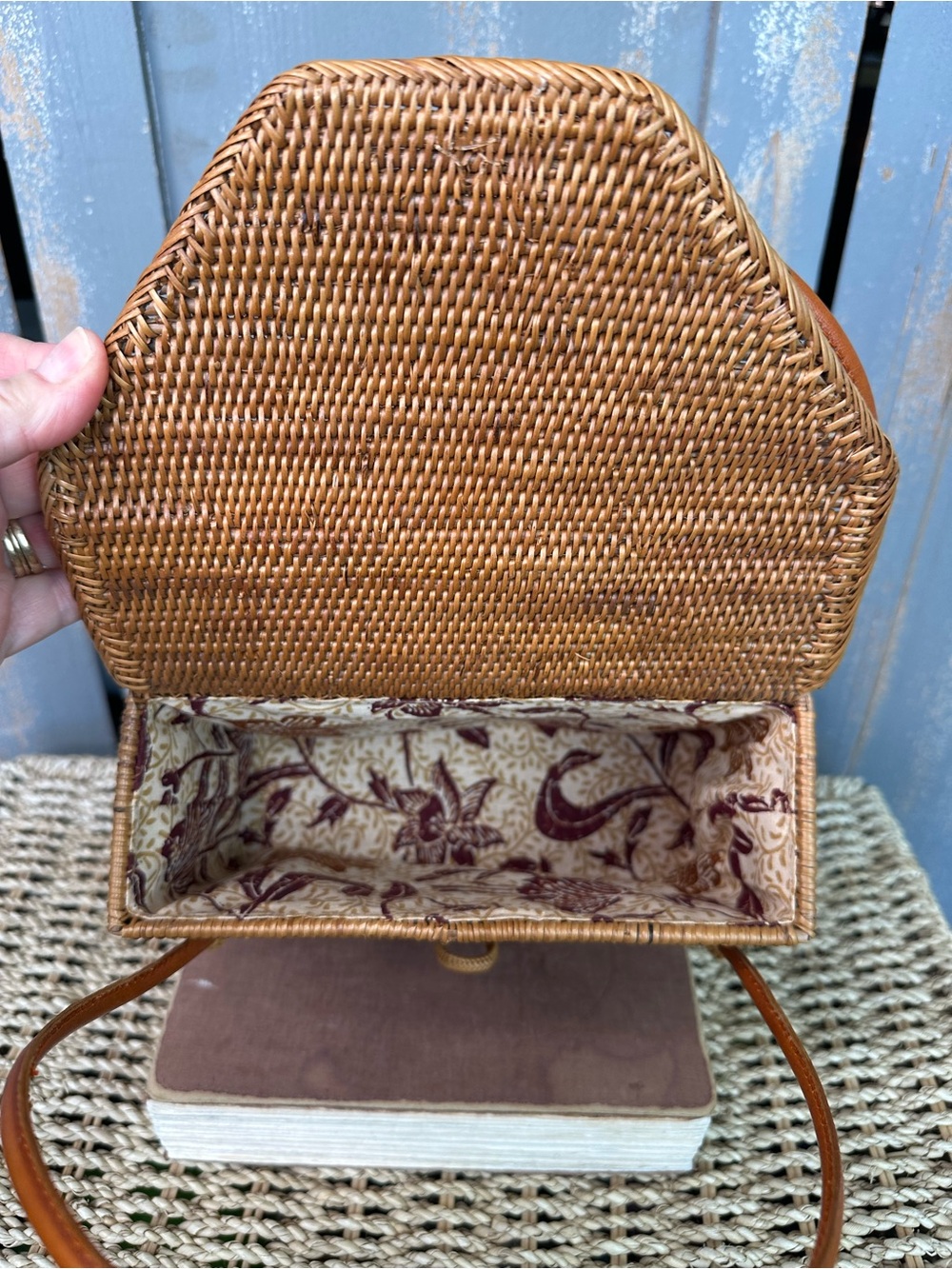 Woven Rattan Ata Grass Woven Flap Top Handle Bag - Picture 9 of 11